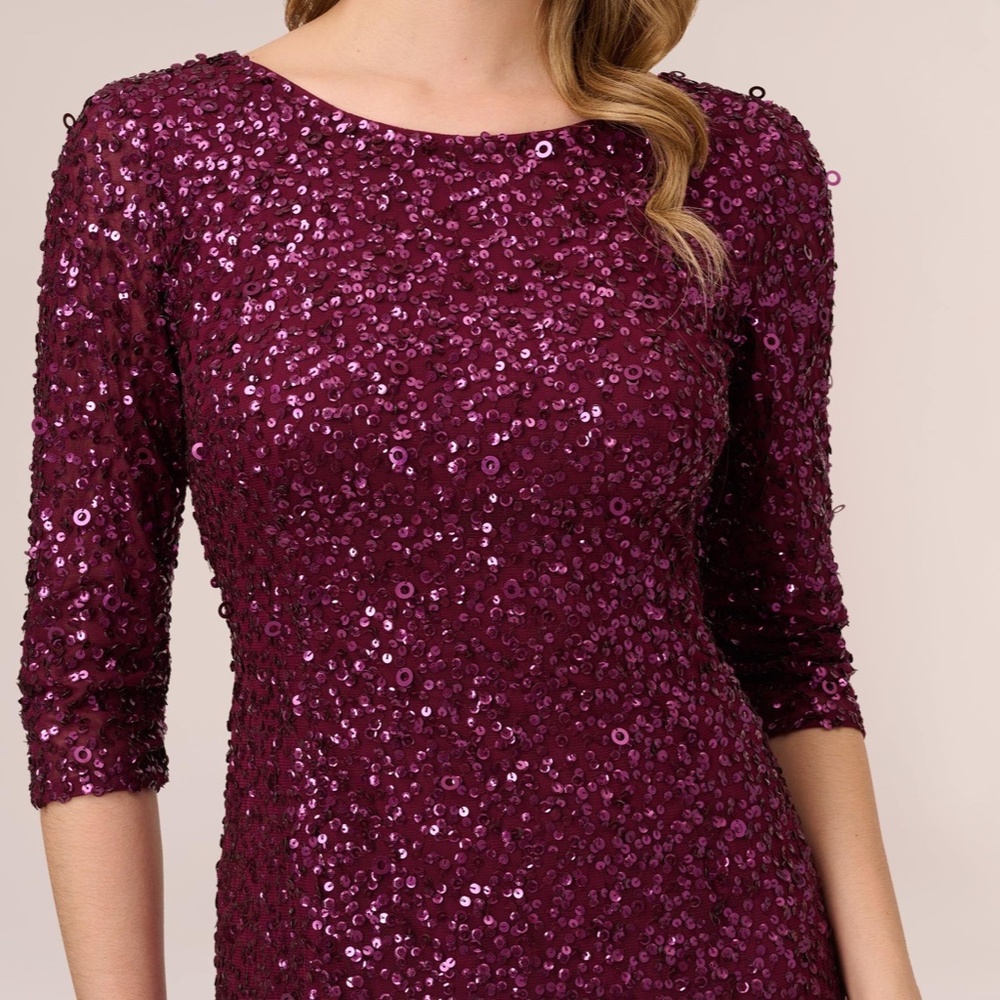 NWT Adrianna Papell Scoop Back Sequin Gown sz 6 - Picture 4 of 7